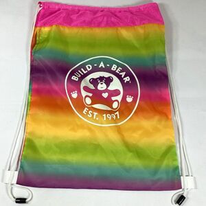Build A Bear BABW Rainbow Drawstring Tote Cinch Bag Backpack 18"